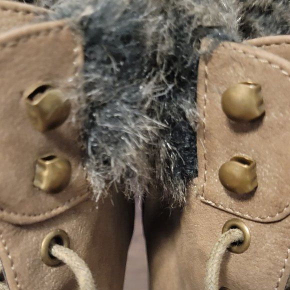 ❣️HP❣️ Just Fab Maricca cuff lace up block chunky heel brown ankle boot sz: 8 - Picture 9 of 10